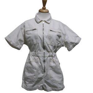 Topshop Women's White Denim Romper